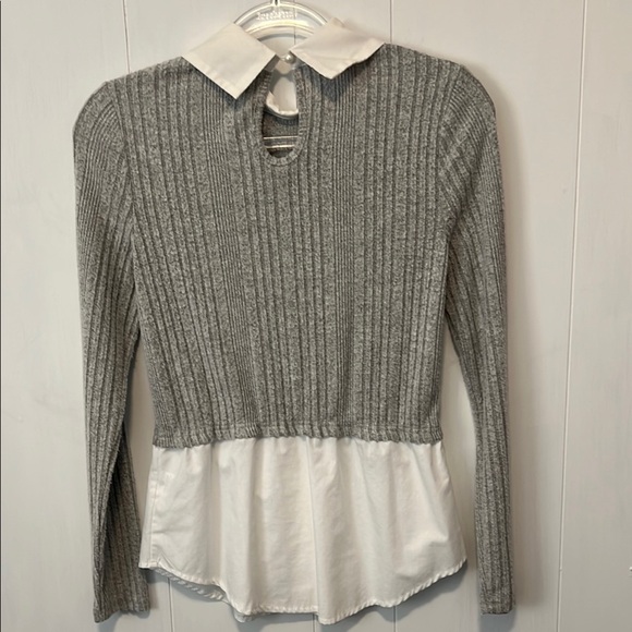 Olive & Oak Gray Ribbed Sweater with White Collar - Picture 3 of 7